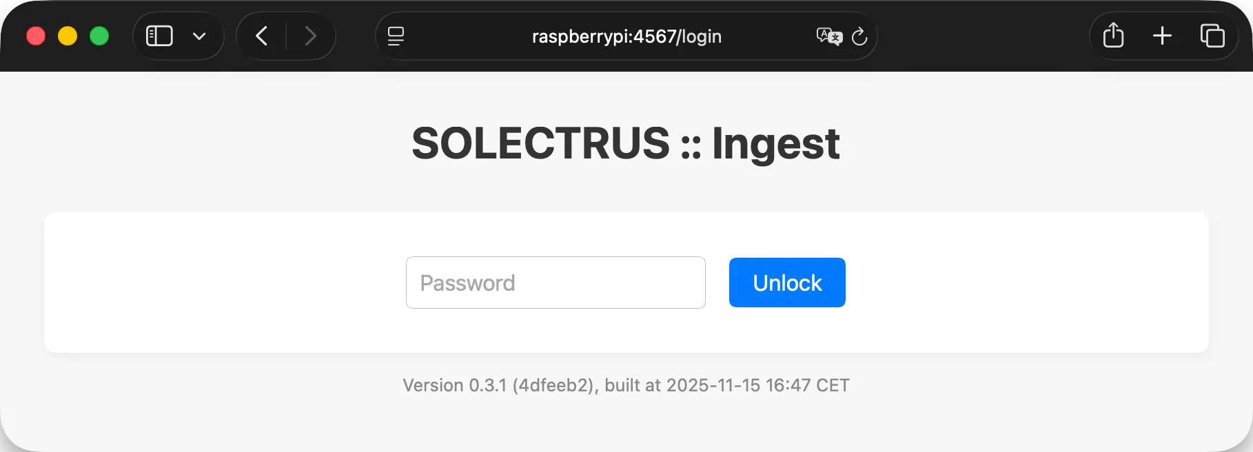 Ingest Web-Oberfläche Login